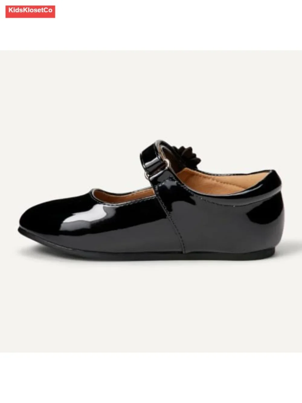 Girls Toddler Mary Jane Flats Faux Patent Leather Adjustable Hook Loop